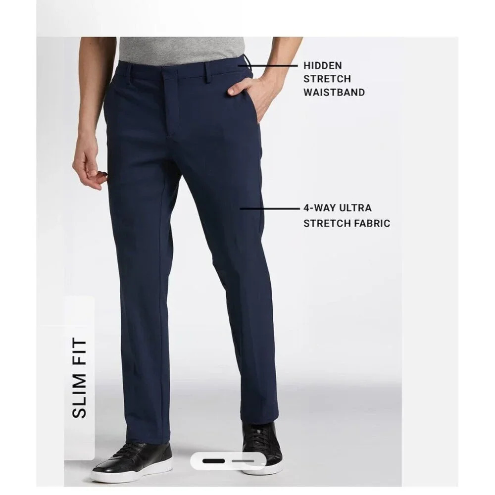 Mens Kenneth Cole Pants Blue 38 X 32 Blue Performance Tech 5 Pkt Pants New $60